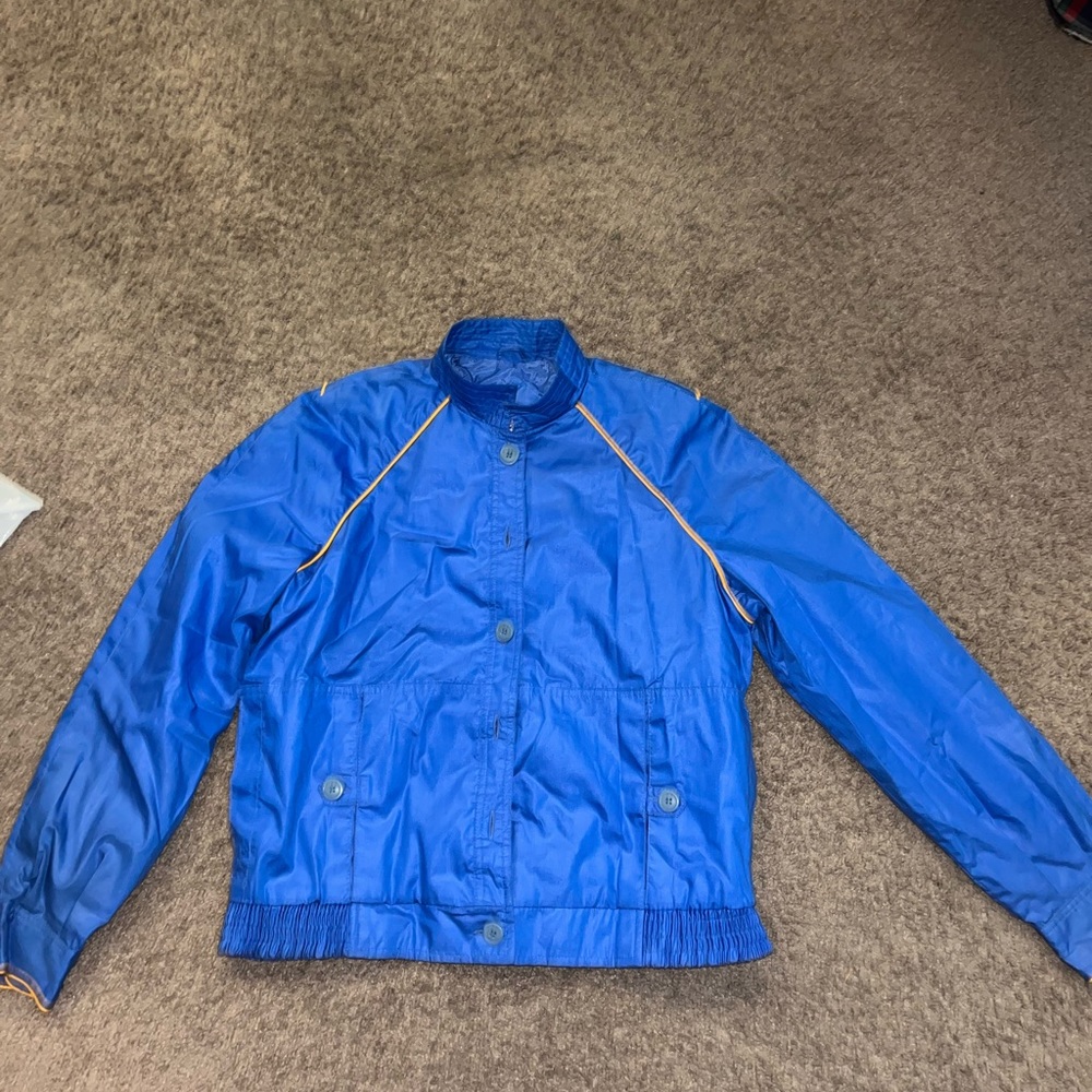 blue biker jacket